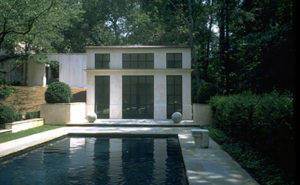 Pool house designed by Steven Elmets Architecture for a private residence in Atlanta, Georgia.