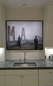 kitchen sink in an art collector's apartment at the Mandarin Oriental in Boston, designed by Steven Elmets Architecture