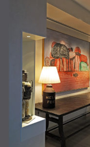 sculpture niche in an art collector's apartment at the Mandarin Oriental in Boston, designed by Steven Elmets Architecture