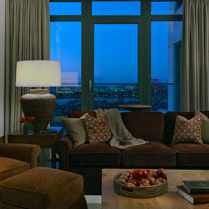 Family room for a private residence in the Mandarin Oriental, Boson designed by Steven Elmets Architecture