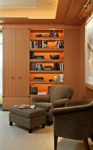 Library for a private residence in the Mandarin Oriental, Boson designed by Steven Elmets Architecture