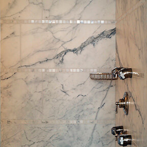 Stone shower details by Steven Elmets Architecture