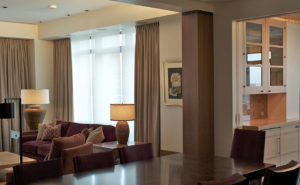 Dining room for a private residence in the Mandarin Oriental, Boson designed by Steven Elmets Architecture