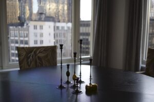 Dining room details in an NYC apartment designed and furnished by Steven Elmets Architecture