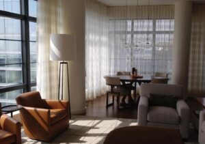 Living room in a Boston apartment designed by Steven Elmets Architecture