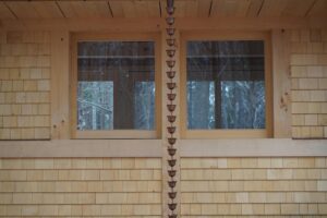 Rain chain for an exercise pavilion in East Hampton designed by Steven Elmets Architecture