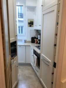 kitchen for an apartment in paris, france designed by steven elmets architecture