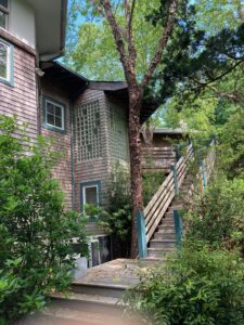 Back stairs of a private residence in East Hampton designed by Steven Elmets Architecture