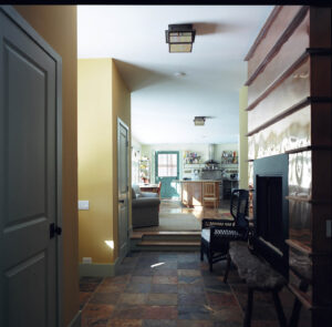 Entry hall of a private residence in East Hampton designed by Steven Elmets Architecture