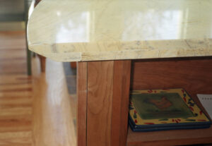 Kitchen island details of a private residence in East Hampton designed by Steven Elmets Architecture