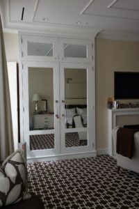 Master bedroom details in a private residence in Boston designed by Steven Elmets Architecture