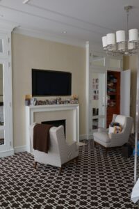 Master bedroom sitting area in a private residence in Boston designed by Steven Elmets Architecture