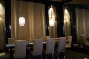 Dining room in a private residence in Boston designed by Steven Elmets Architecture