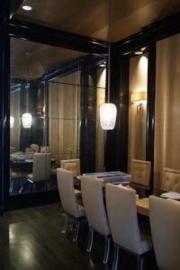 Dining room in a private residence in Boston designed by Steven Elmets Architecture