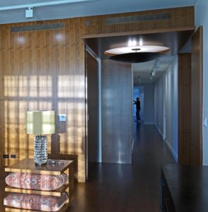 Entry way in a Boston apartment designed by Steven Elmets Architecture with nice light