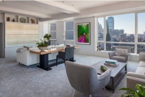 Boston apartment living room designed by Steven Elmets Architecture