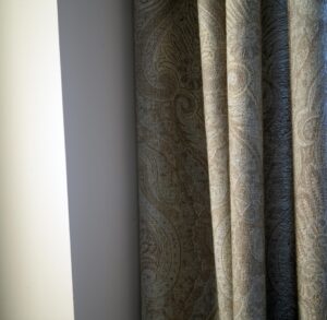 Curtain detail in NYC apartment designed and furnished by Steven Elmets Architecture