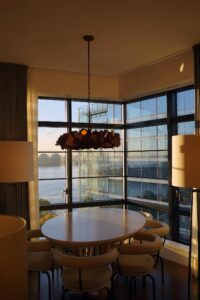 Dining Room at Sunset in a Boston apartment designed by Steven Elmets Architecture