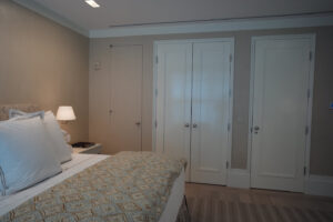 master bedroom closests in an art collector's apartment at the Mandarin Oriental in Boston, designed by Steven Elmets Architecture