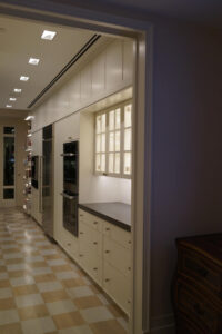 kitchen entry in an art collector's apartment at the Mandarin Oriental in Boston, designed by Steven Elmets Architecture