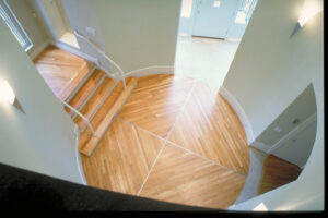 Circular entryway from above of a private residence in Atlanta Georgia designed by Steven Elmets Architecture